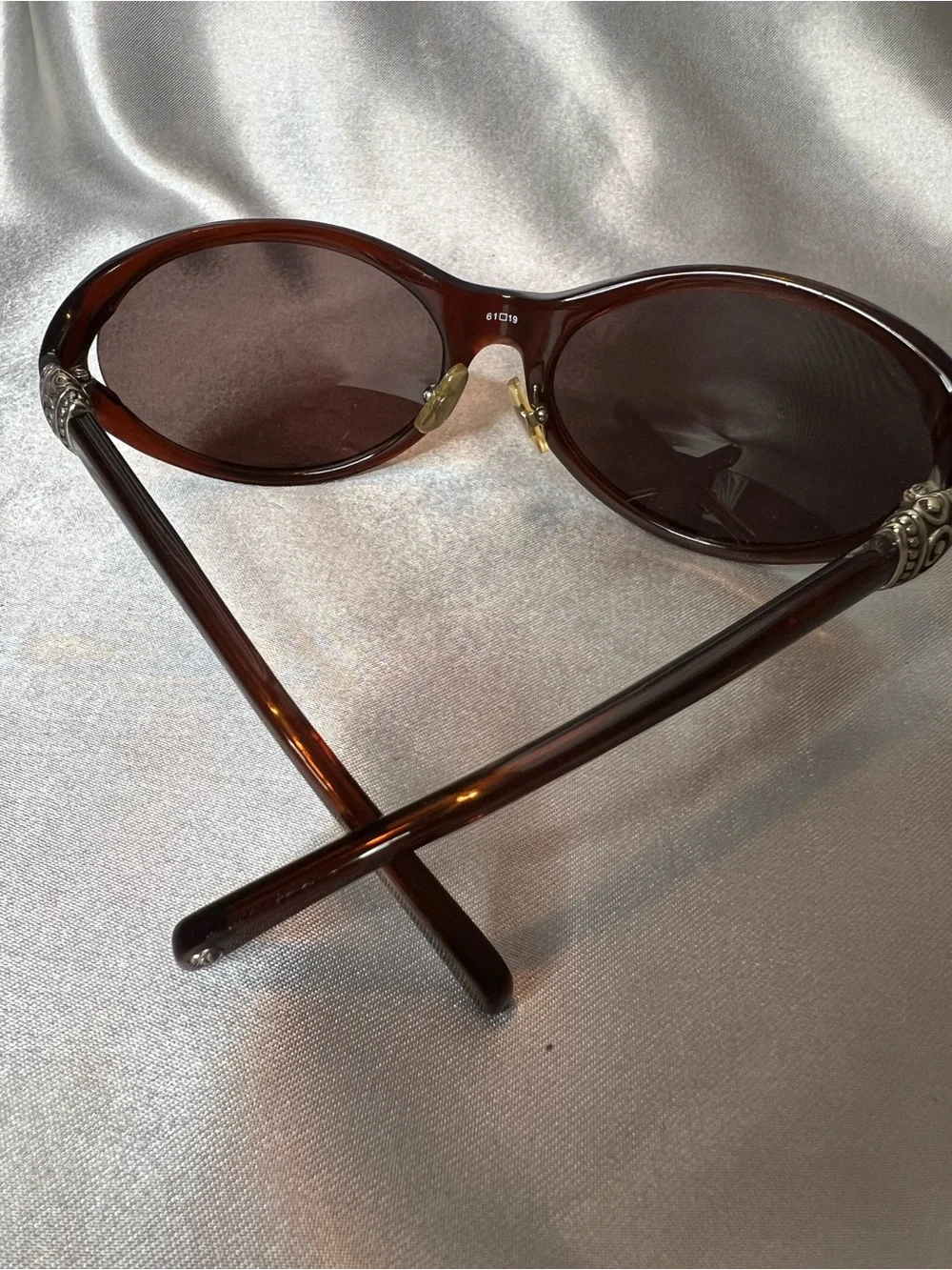 Brighton Vintage Ayu Bead Sunglasses Brown Handmade Oval Scroll Accents No Case